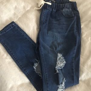 Fashion Nova Jean distressed joggers